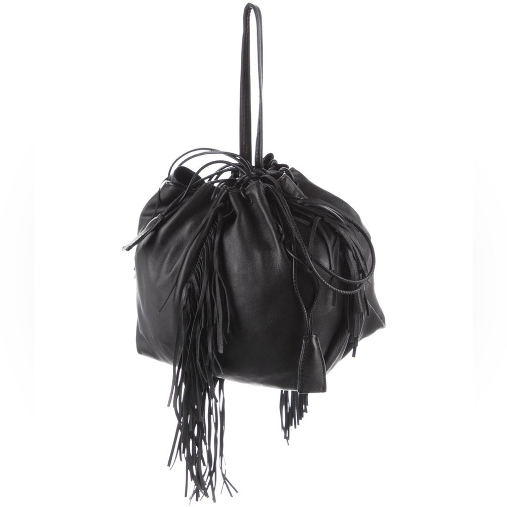 Kara Black Fringe mini Bucket Bag‎